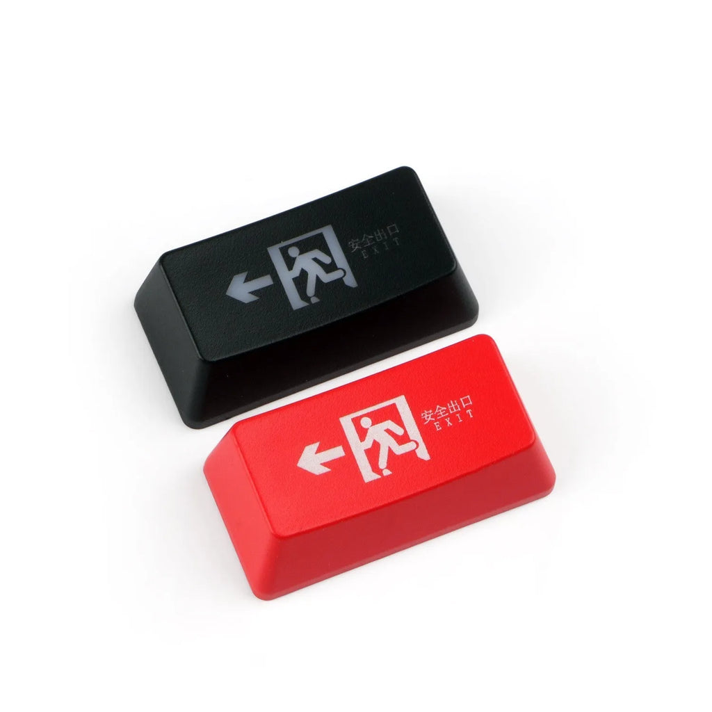 Emergency exit icon keyboard key cap with transparent design for backspace or enter key replacement