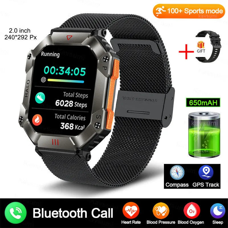 Android GPS smart watch for women with titanium case and black camouflage strap on wrist