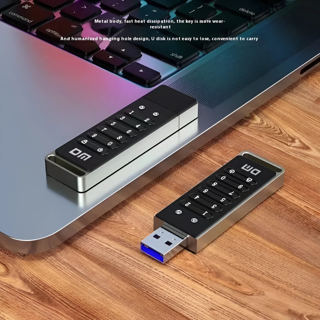 Metal encrypted USB flash drive with fingerprint sensor and digital button