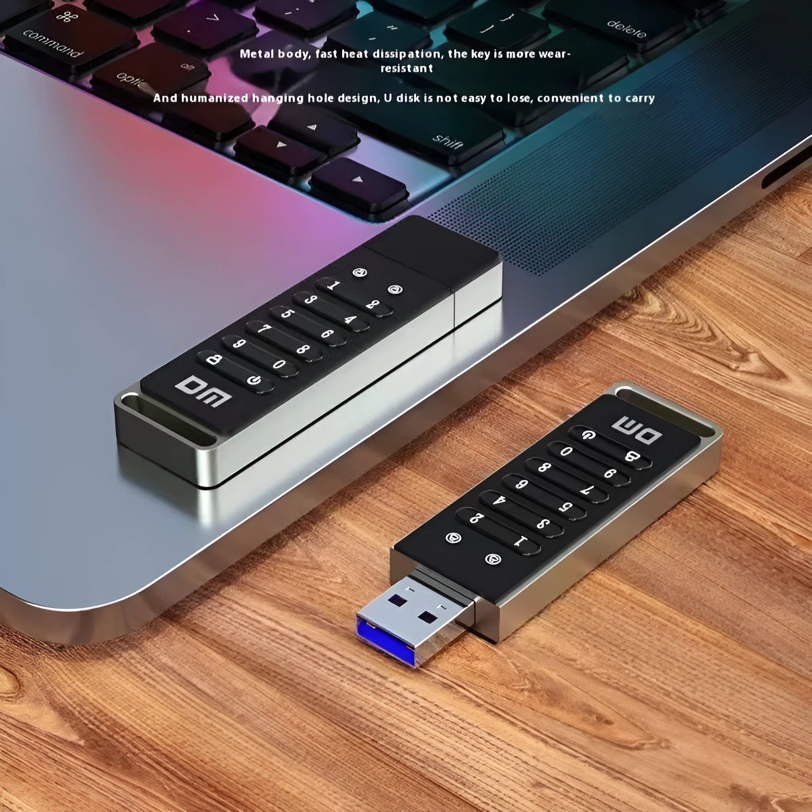 Metal encrypted USB flash drive with fingerprint sensor and digital button