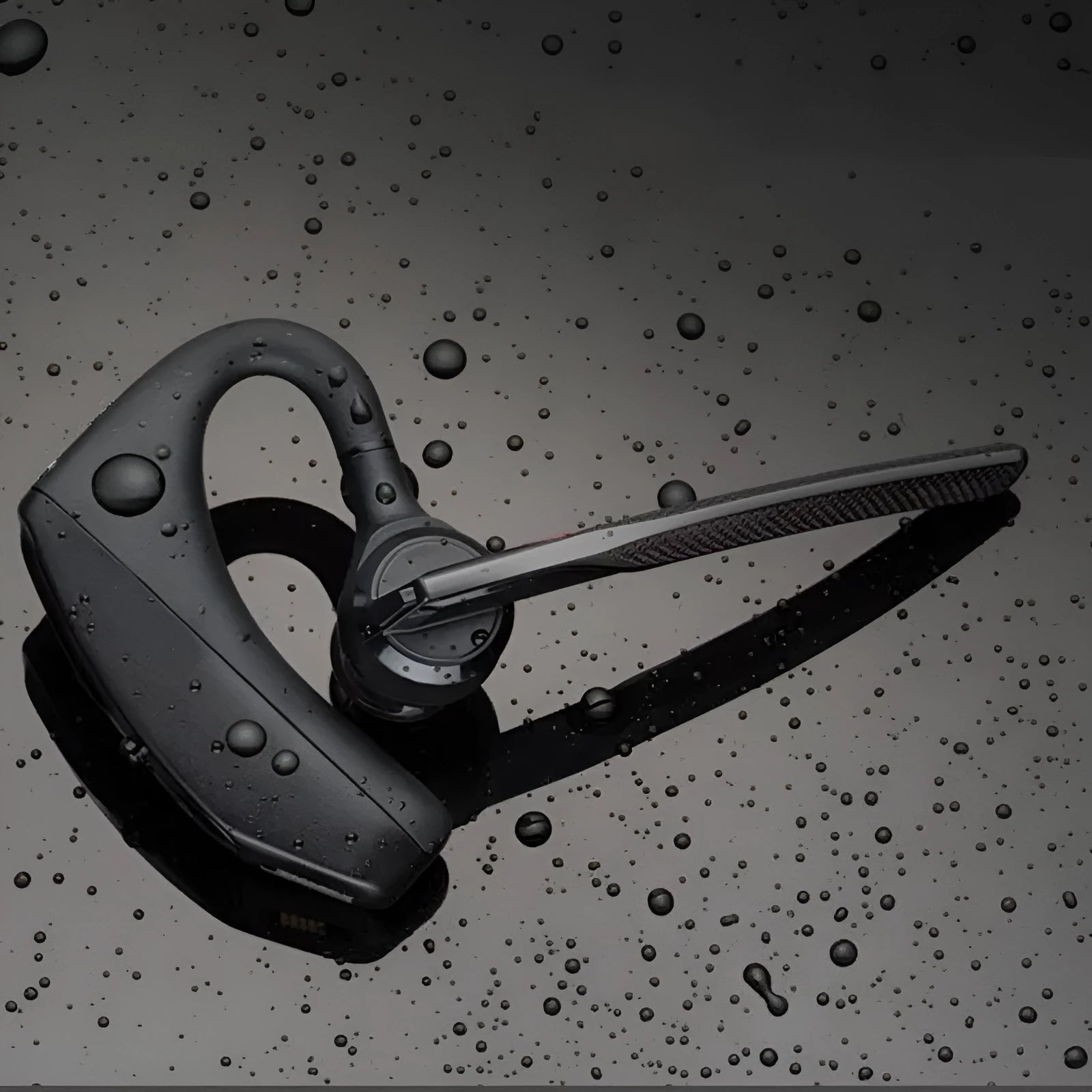 Black Bluetooth sports headphones with battery display and USB charging port