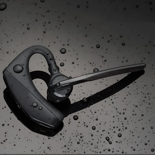 Black Bluetooth sports headphones with battery display and USB charging port
