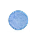 Set of velvet makeup remover pads in red and blue colours with cotton mesh storage bag