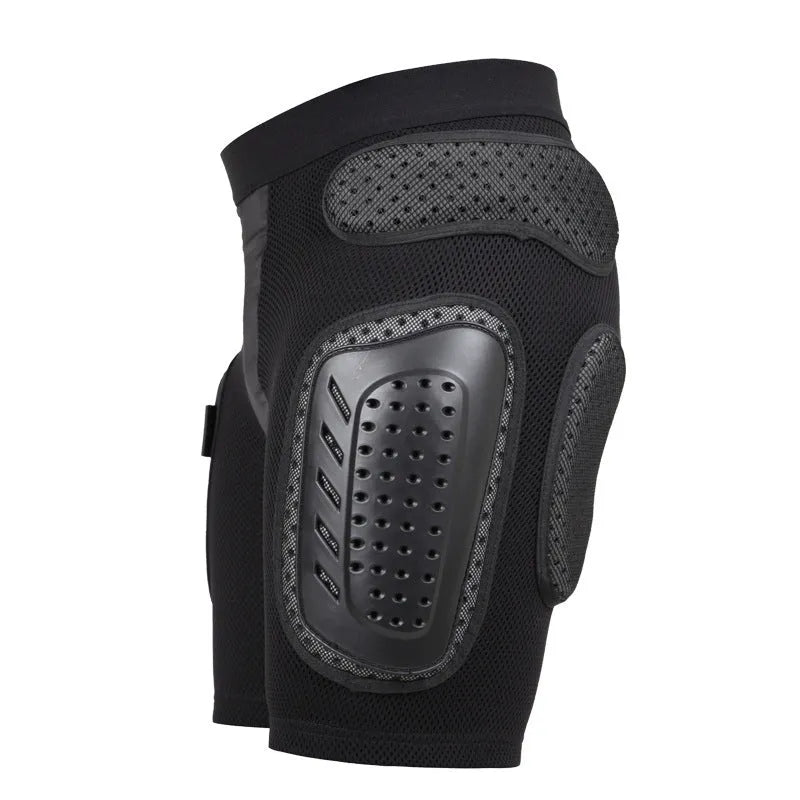 Black cycling hip protection pants for sports safety, shown in size L