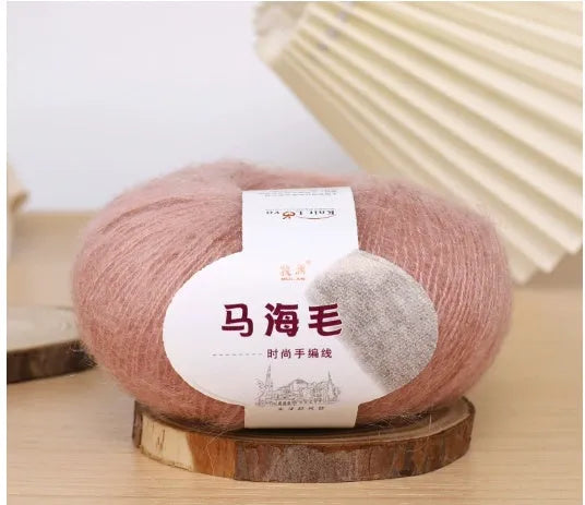 Hand-woven mohair wool ball for DIY scarf knitting projects in multiple colour options