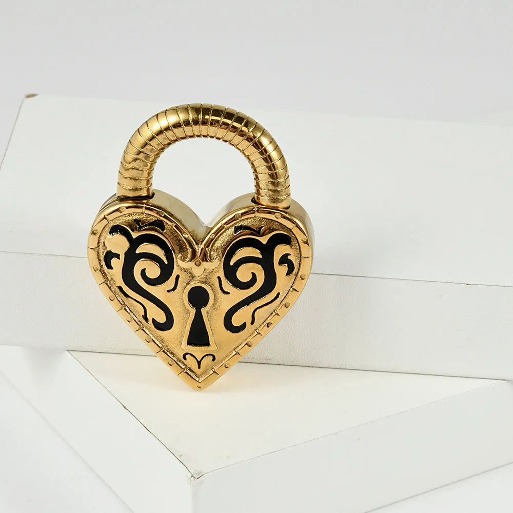 Heart-shaped stainless steel earring with electroplated finish in gold or steel colour options