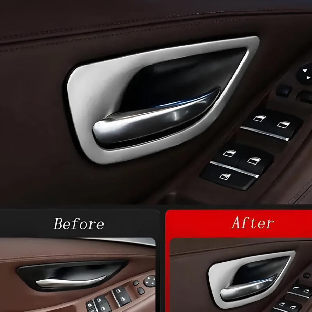 Set of four ABS and stainless steel decorative frames for BMW 5 Series F10 F18 interior door handles