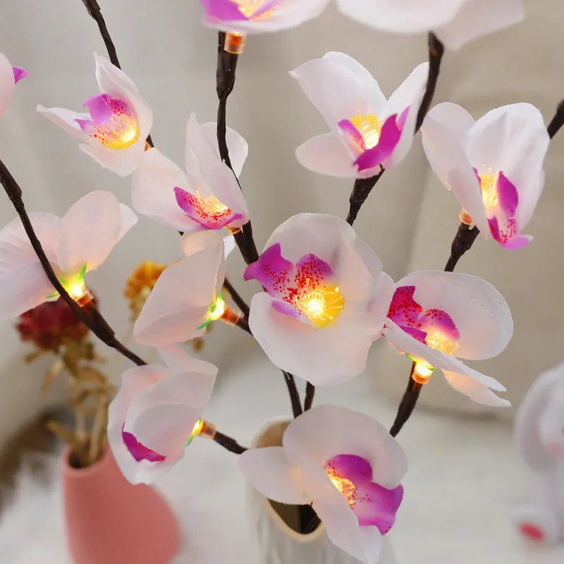 65cm long pink LED phalaenopsis branch decorative light with battery operation for bedroom