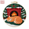 Embroidery material package with cotton linen fabric, autumn fruit pattern, and imitation bamboo frame