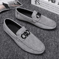 Men's black and grey breathable casual shoes with suede upper and rubber sole