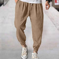 Men's loose-fit cotton trousers with elastic ankle cuffs in multiple colour options