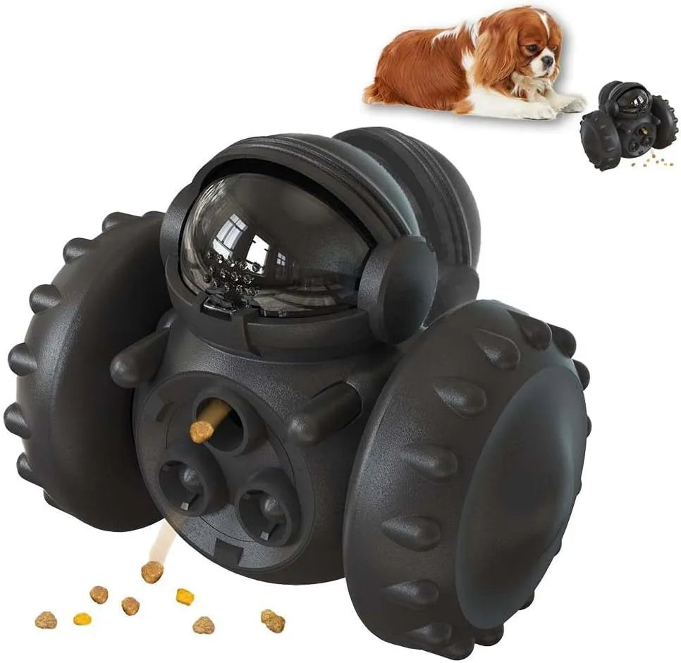Self-balancing dog treat dispenser toy with roller design for small dogs and cats