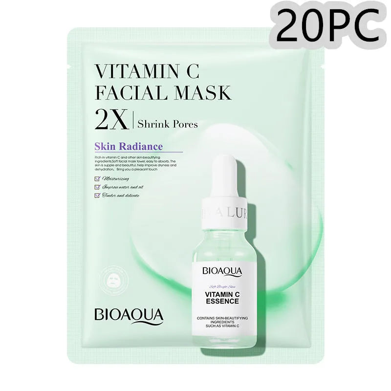 Single-use gel facial sheet mask in packaging, 30g collagen or hyaluronic acid formula.