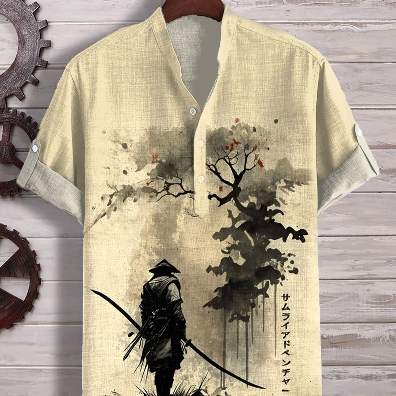 3D digital animal graphic printed on a short sleeve polyester T-shirt, shown on a hanger.