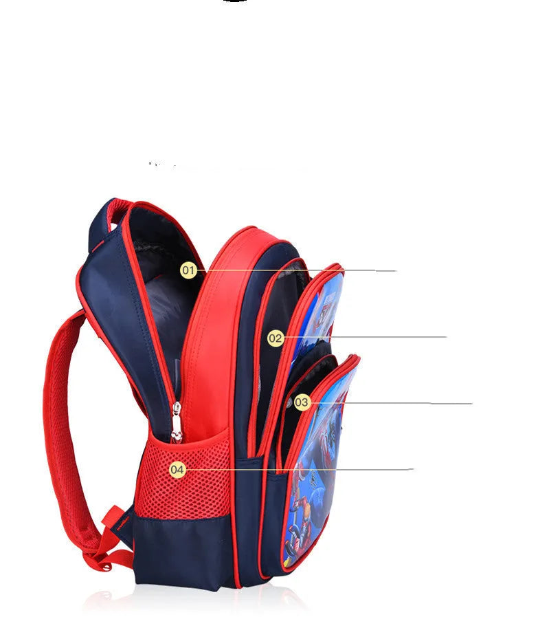 Blue cartoon print children's backpack with pencil case for school use