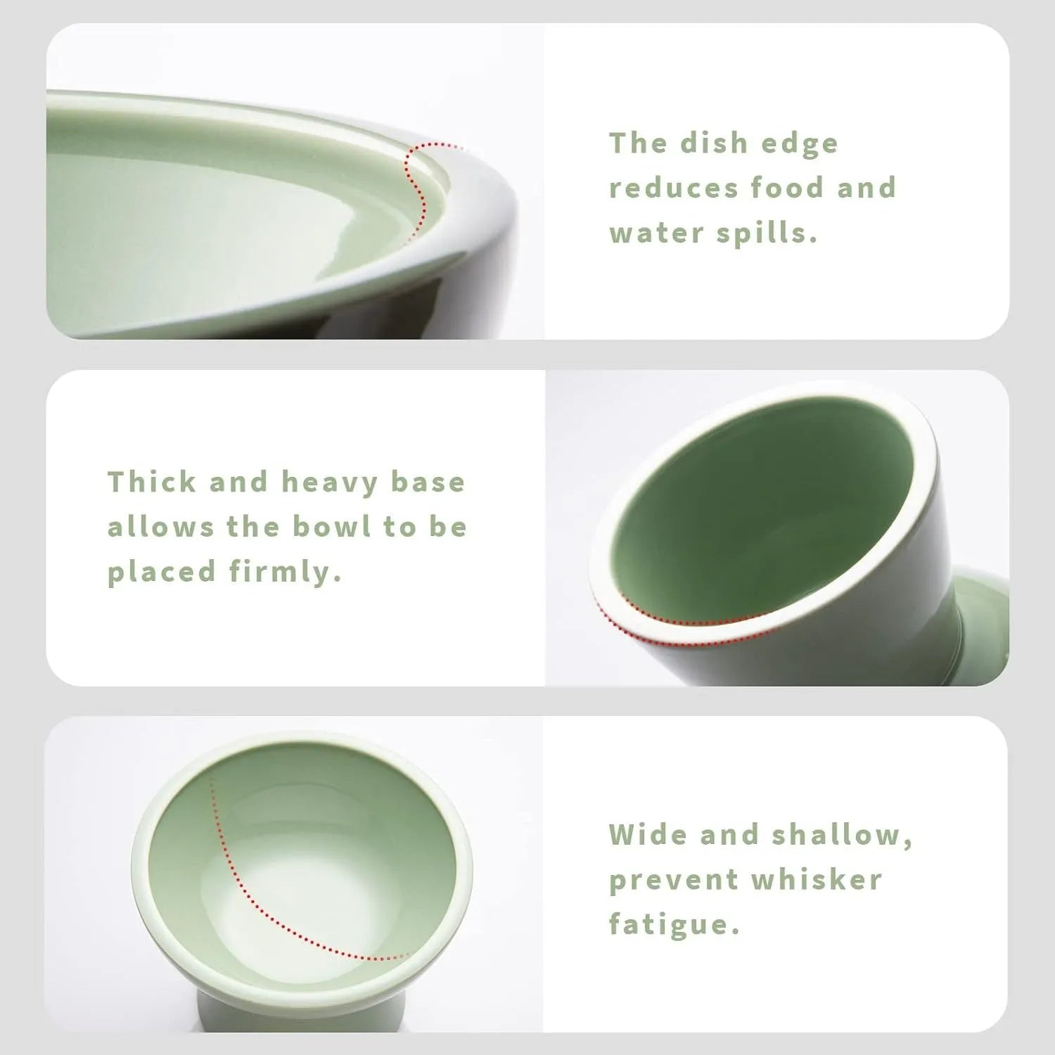 Blue ceramic elevated cat food bowl with wide shallow design next to a matching water bowl.