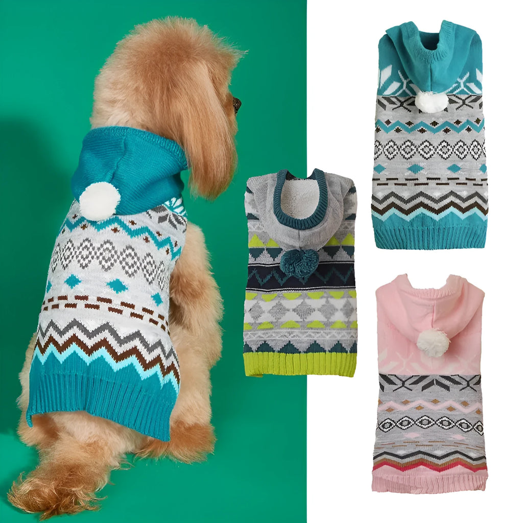Classic diamond pattern pet sweater for dogs and cats in acrylic material