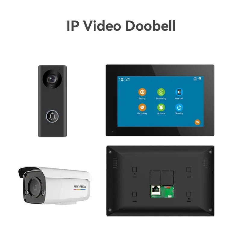 10-inch video intercom doorbell system with outdoor camera unit and colour display