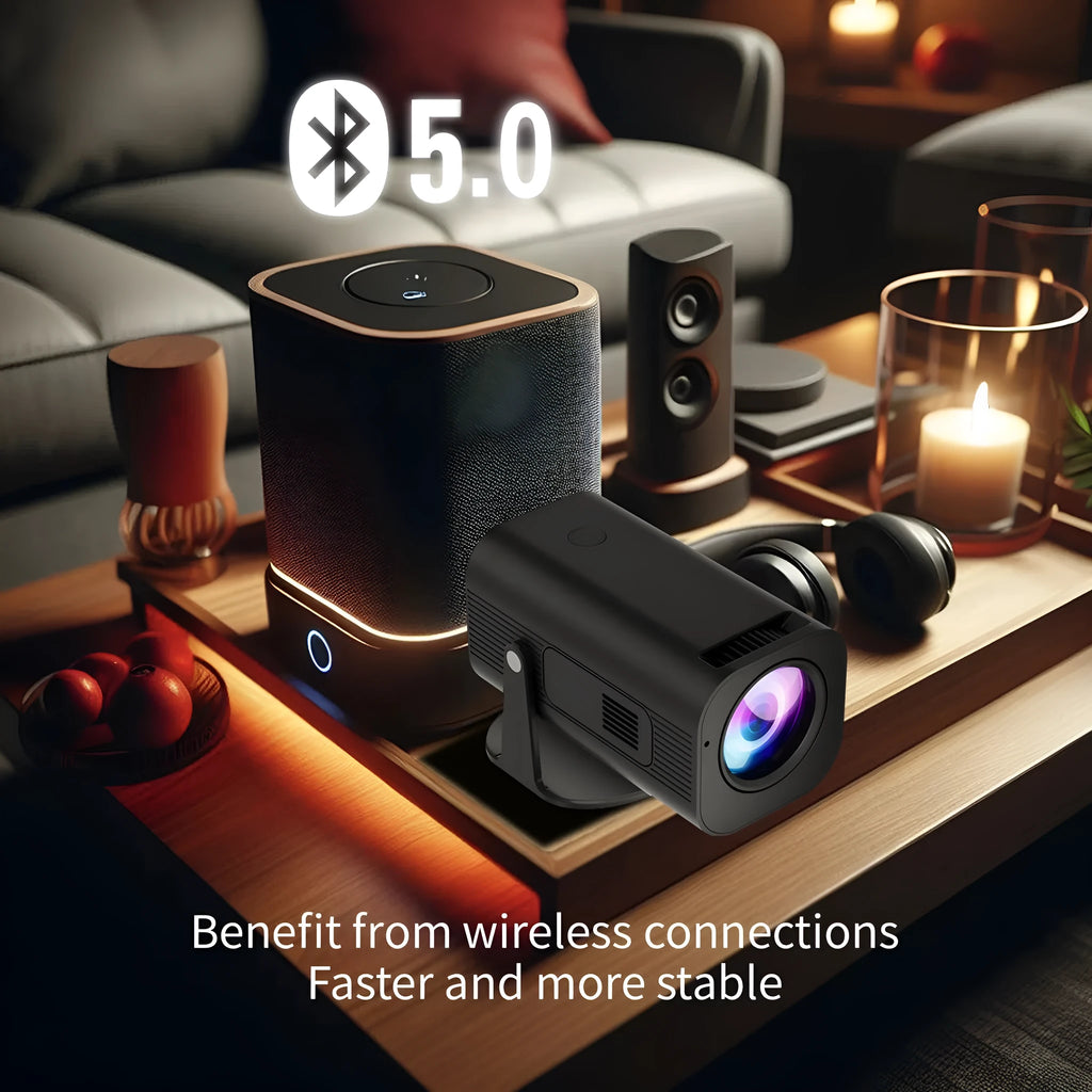 P330 portable mini projector in black or white showing compact design for mobile phone connectivity