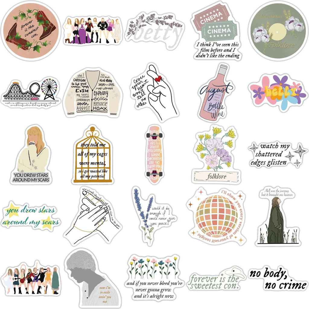 Graffiti colour cartoon waterproof stickers for luggage and notebooks, 50 sheets