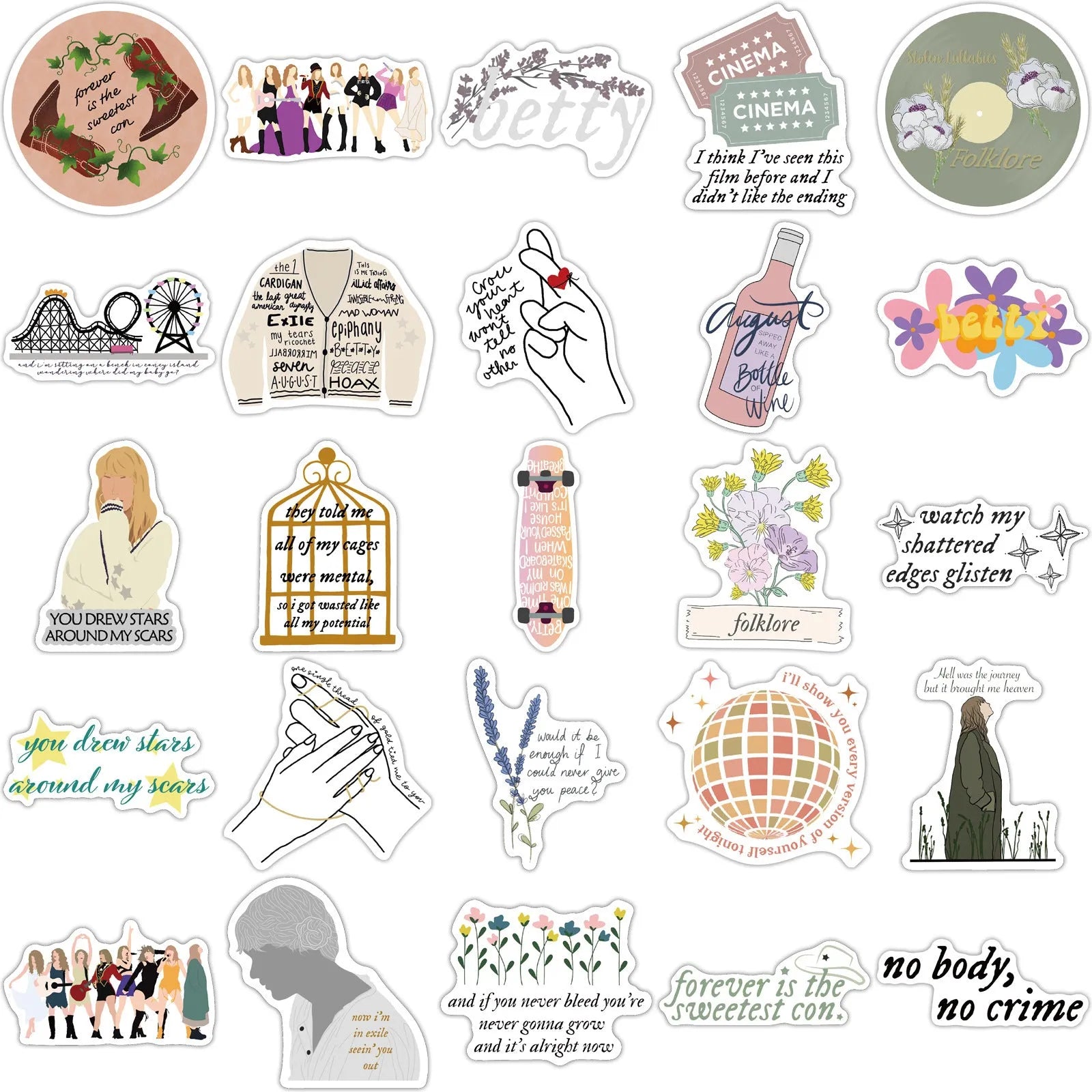 Graffiti colour cartoon waterproof stickers for luggage and notebooks, 50 sheets