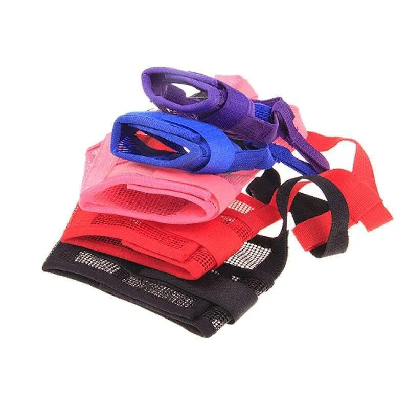 Adjustable plastic dog muzzle in various colours and sizes for biting and barking control