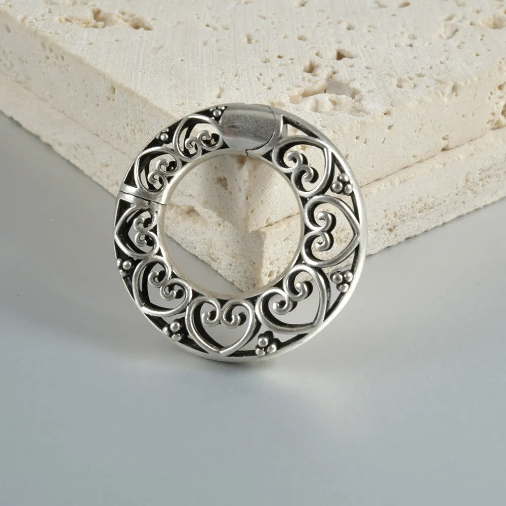 Retro heart-shaped or lotus magnetic earrings in antique silver or ancient gold finish