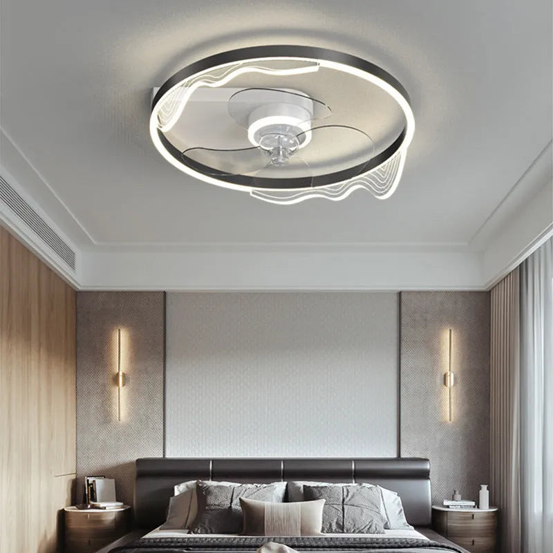 Modern Nordic style ceiling light with integrated fan for children's rooms, iron construction, LED illumination