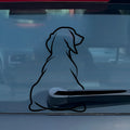 Cartoon dog rear window car sticker with wiper-style tail on black or white vinyl decal