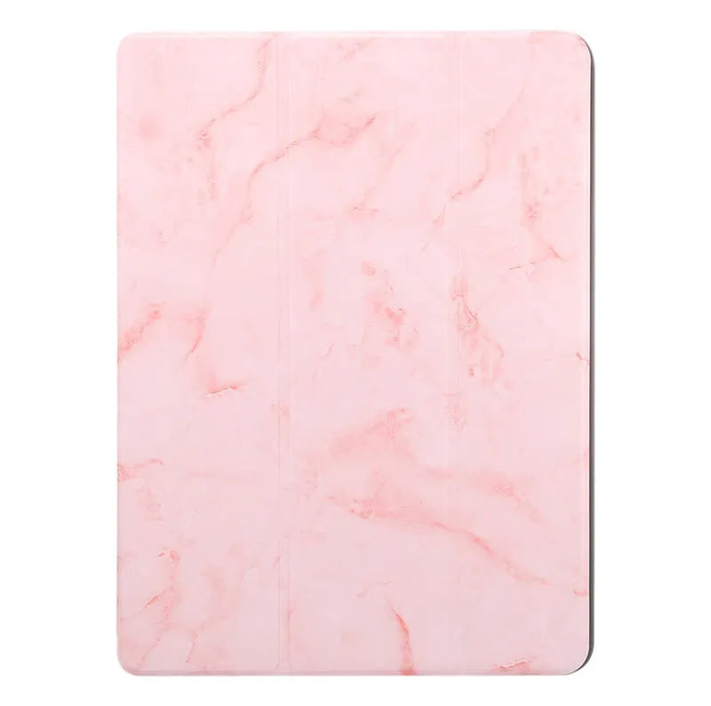 iPad tri-fold marbling leather case with pen slot in dark grey colour