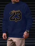 Mens art letter design fleece pullover sweatshirt in apricot polyester fibre