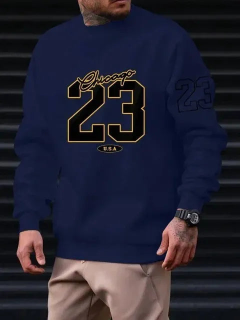 Mens art letter design fleece pullover sweatshirt in apricot polyester fibre