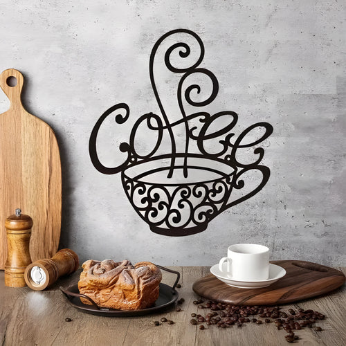 Black iron wall decoration with English letter silhouette, modern style, 26x28cm.