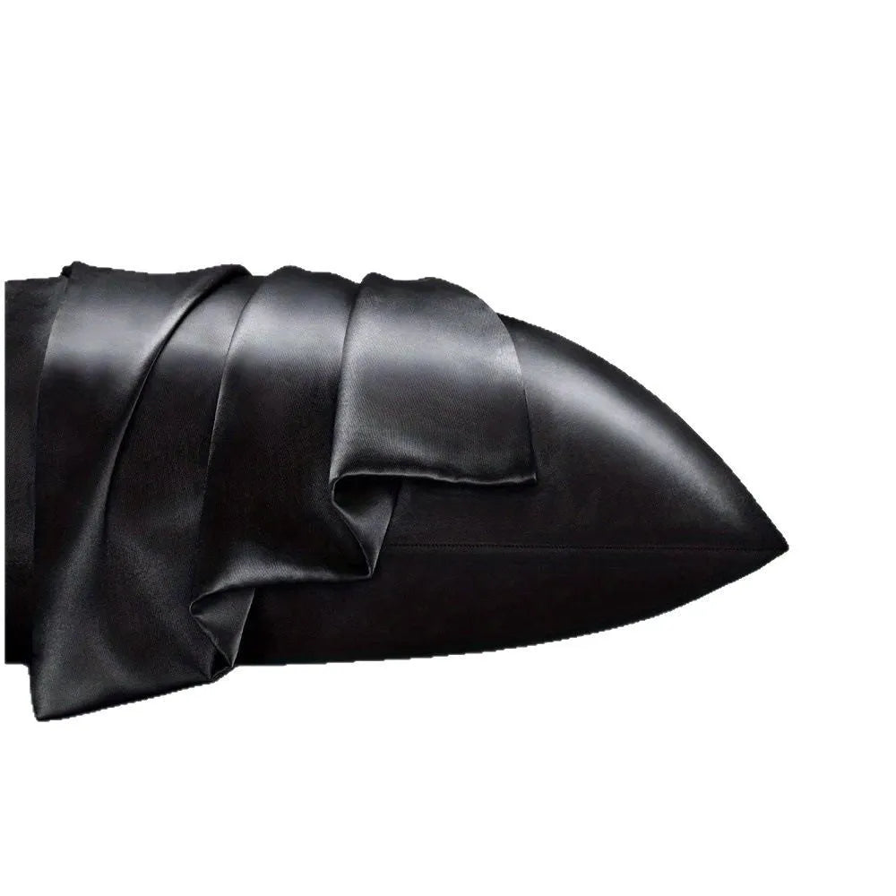 Pair of solid colour satin cloth pillowcases in polyester fibre available in twelve colours and four sizes
