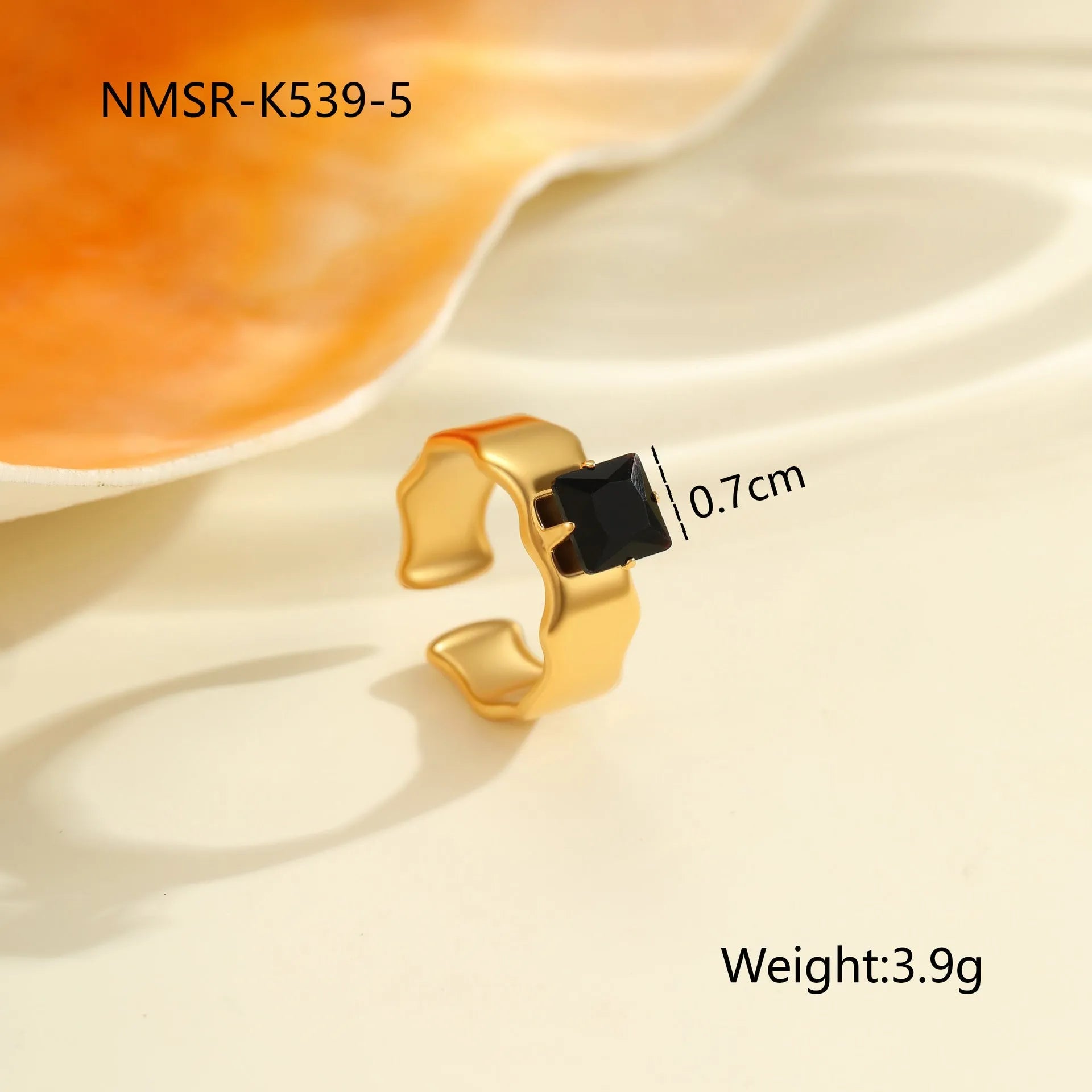 Geometric stainless steel ring for women with zircon detail and open adjustable design.