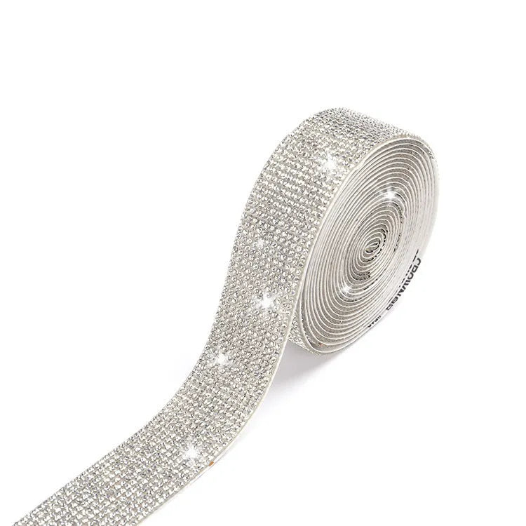Self-adhesive water drill strips in glass electroplating finish for clothing decoration