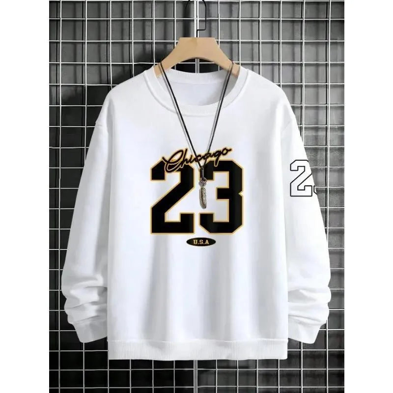 Mens art letter design fleece pullover sweatshirt in apricot polyester fibre