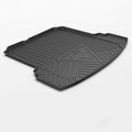Black car trunk protection pad with a textured carbon fibre pattern, made from TPE material.