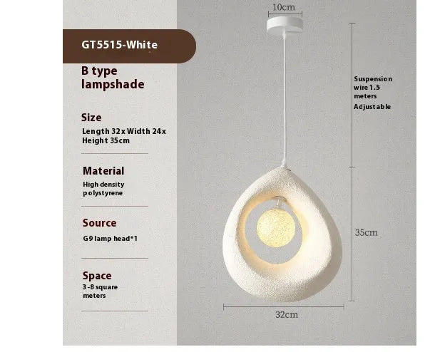 Modern retro pendant light with milky white 32x35cm shade for dining room or living room