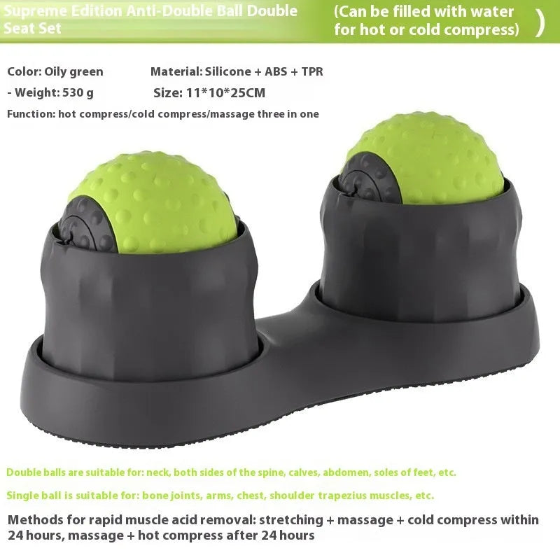 Oil Fruit Green and Caramel Mocha coloured massage balls for cold and hot compress therapy