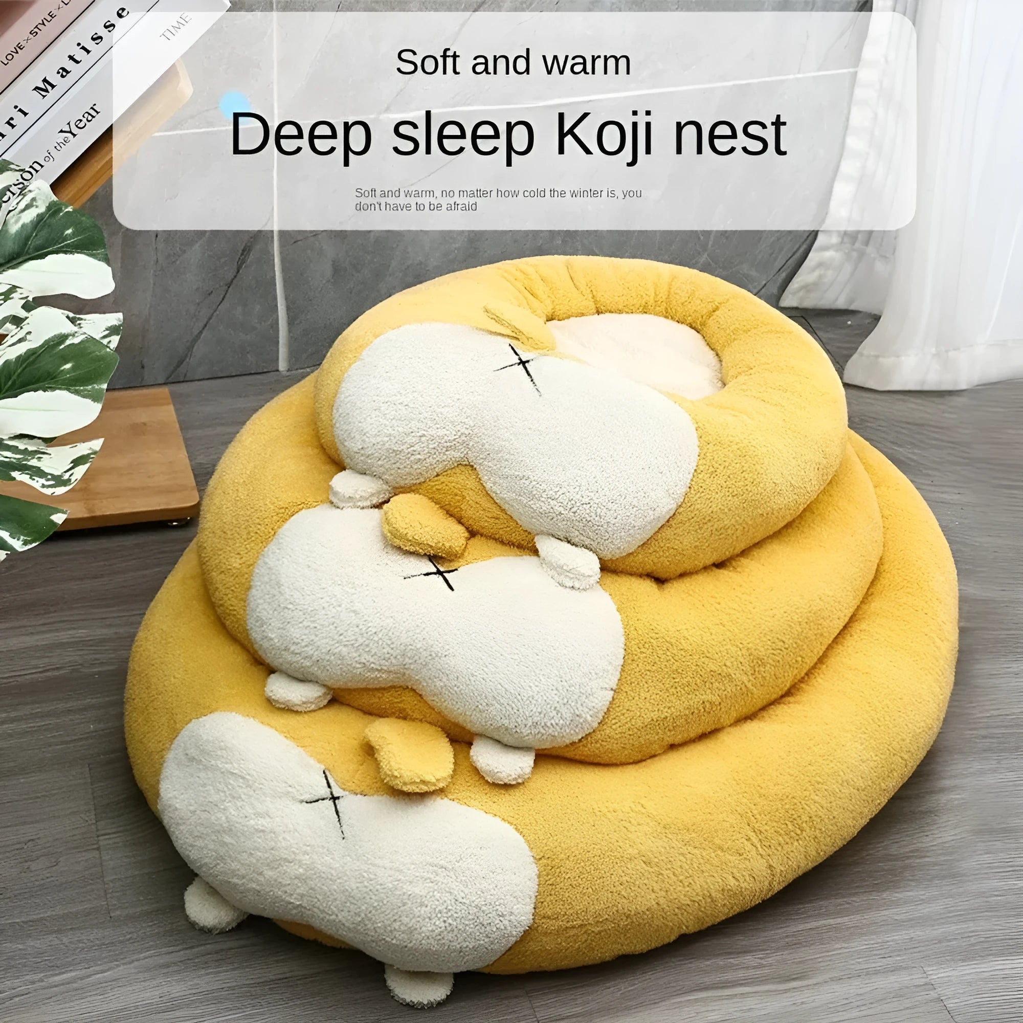 Corgi shaped plush pet bed for dogs and cats with PP cotton filling in three size options