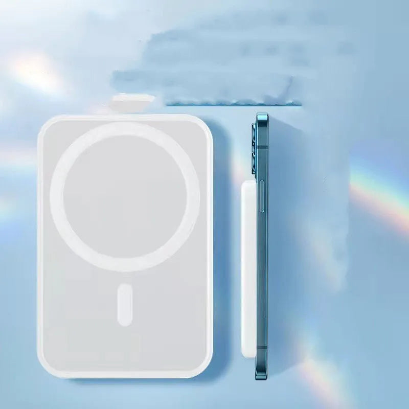 Magnetic wireless charger power bank with 5000mAh capacity in charging foot design