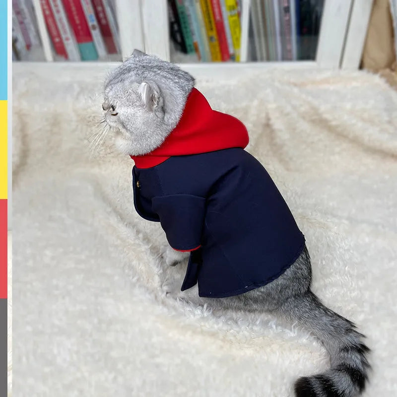 Cat and dog hoodie photo prop in Tiger Staff Yuren colour pattern for small to medium pets.