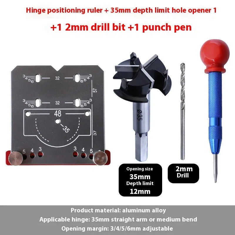 Red aluminium alloy hinge punch locator tool for 35mm cabinet door hinge installation