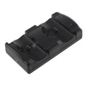 Black plastic PS3 two-in-one dual charger base with USB interface for wireless controllers