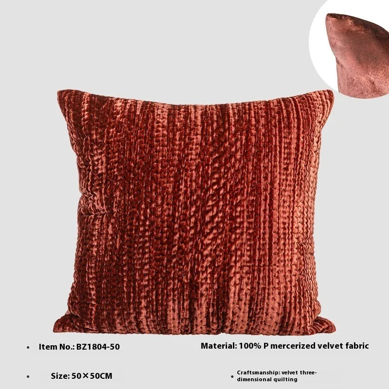 Antique style Chinese quilted cushion set with mercerised velvet cover and feather velvet filler in green, red, mocha, or orange.