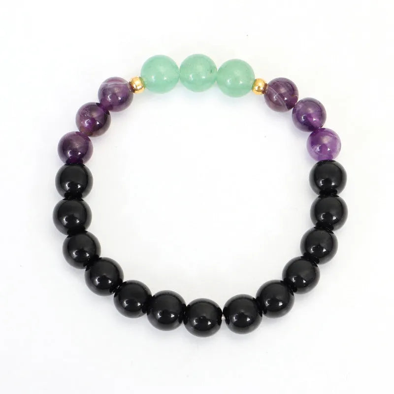 Yoga lotus pendant necklace with stone beads and matching bracelet set