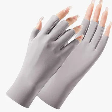 Women's thin ice silk sunscreen gloves with UPF50 protection in multiple colours