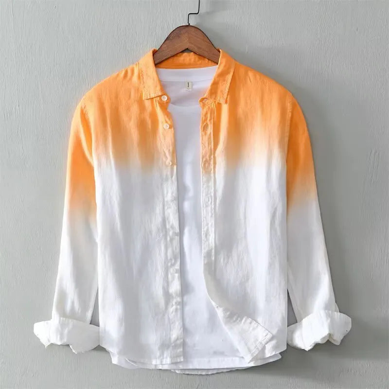 Casual loose top coat in hemp polyester blend fabric available in dark blue, light blue and yellow colours