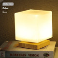 Nordic solid wood USB table lamp with flower shape and touch dimming controls